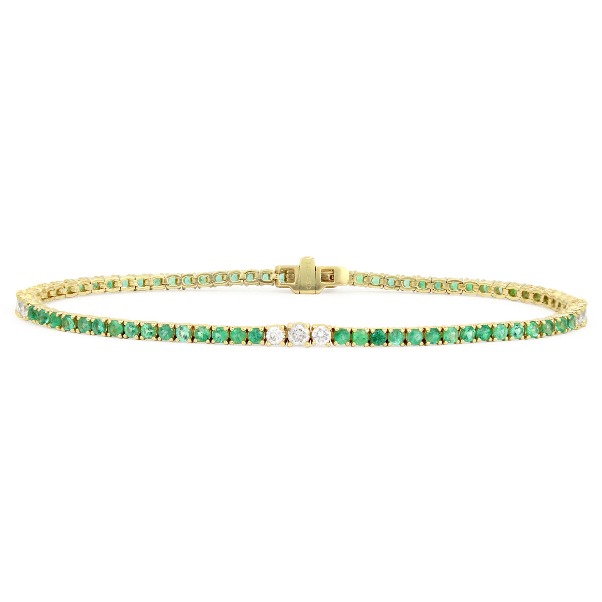 Emerald &amp; Diamond 14K Graduated Tennis Bracelet