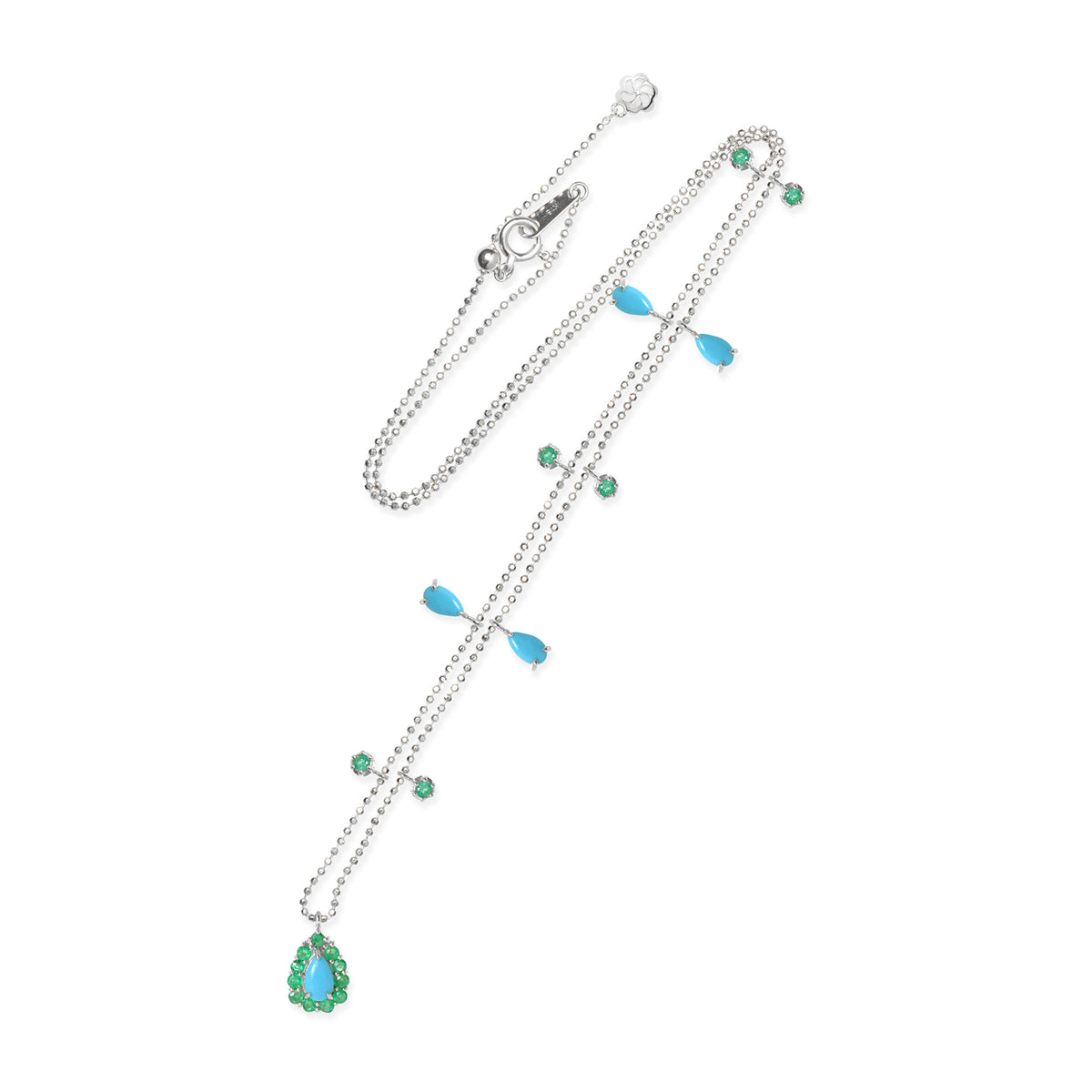 Gemstone 18K Teardrop Charm Necklace