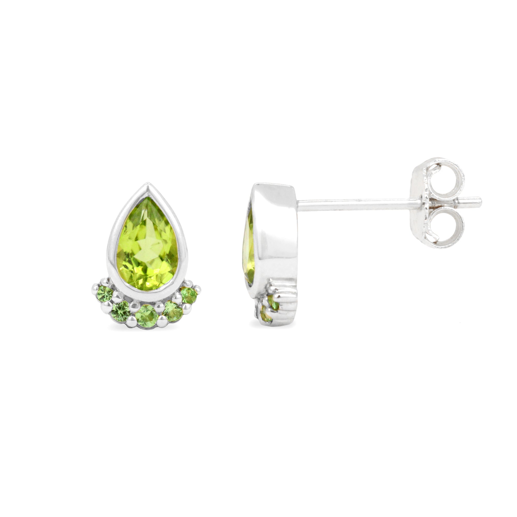 Pendientes con forma de lágrima de 14 quilates con piedras preciosas