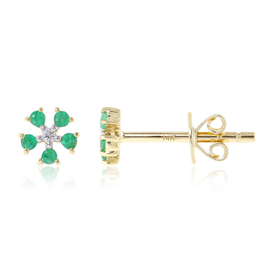 Gemstone 14K Daisy Stud