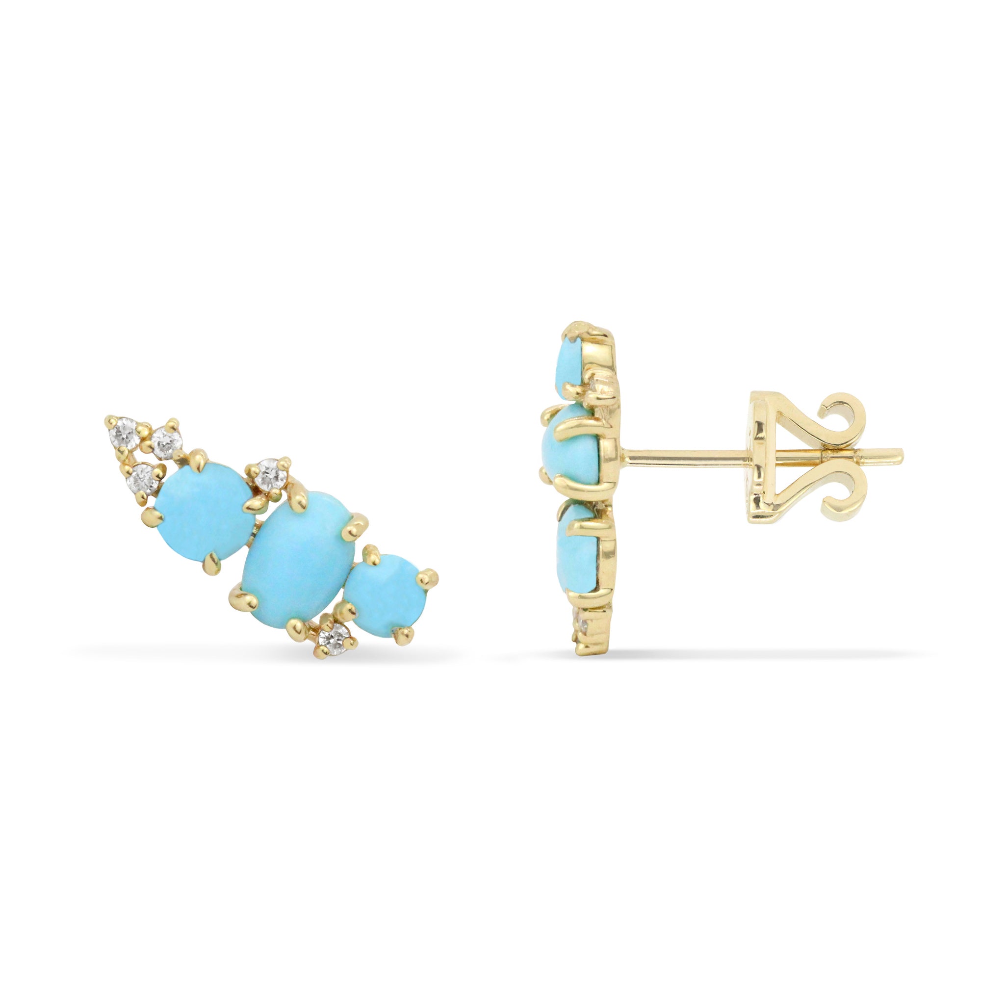 Gemstone & Diamond 14K Mini Ear Climber, Right