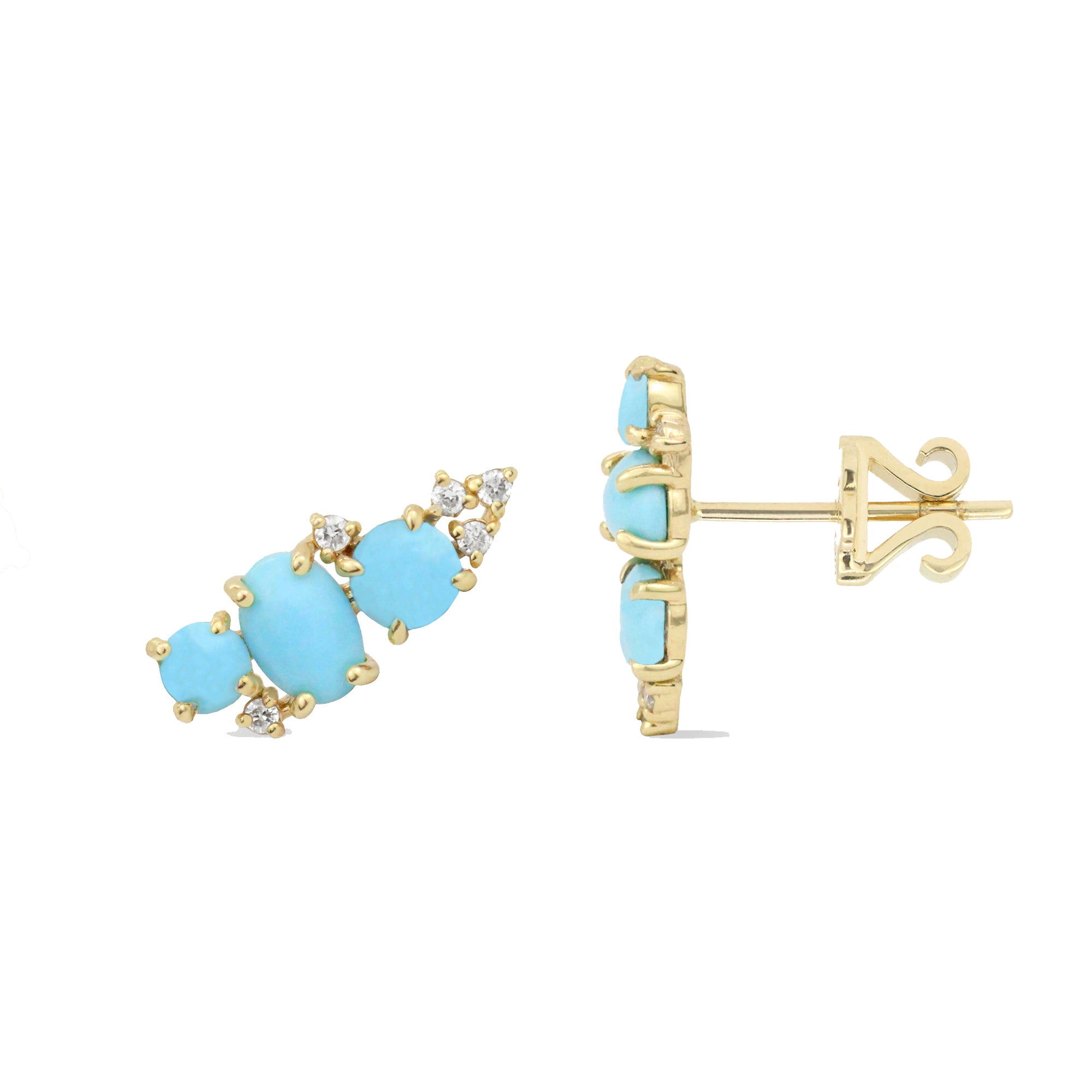 Gemstone & Diamond 14K Mini Ear Climber, Left