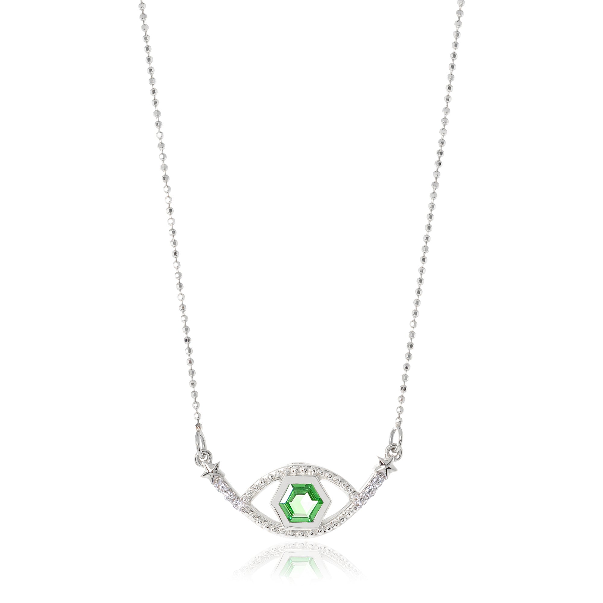 Collar de ojo malvado de 18 quilates con diamantes y piedras preciosas en forma de panal