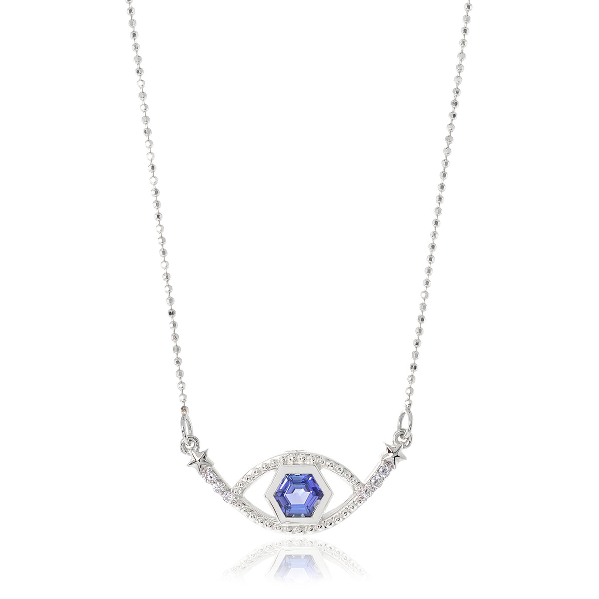 Honeycomb Gemstone &amp; Diamond 18K Evil Eye Necklace