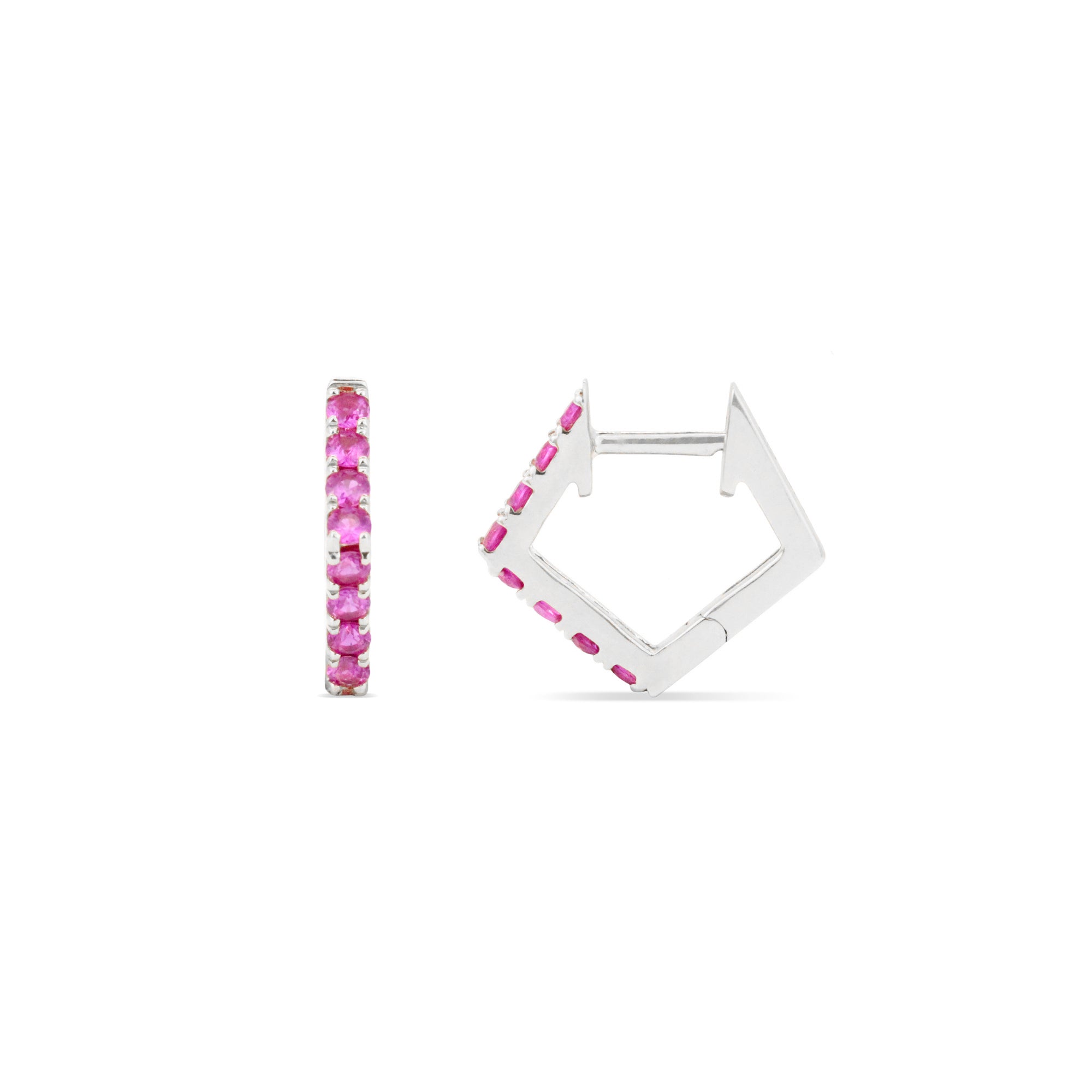 Gemstone 14K Single Pentagon Huggie