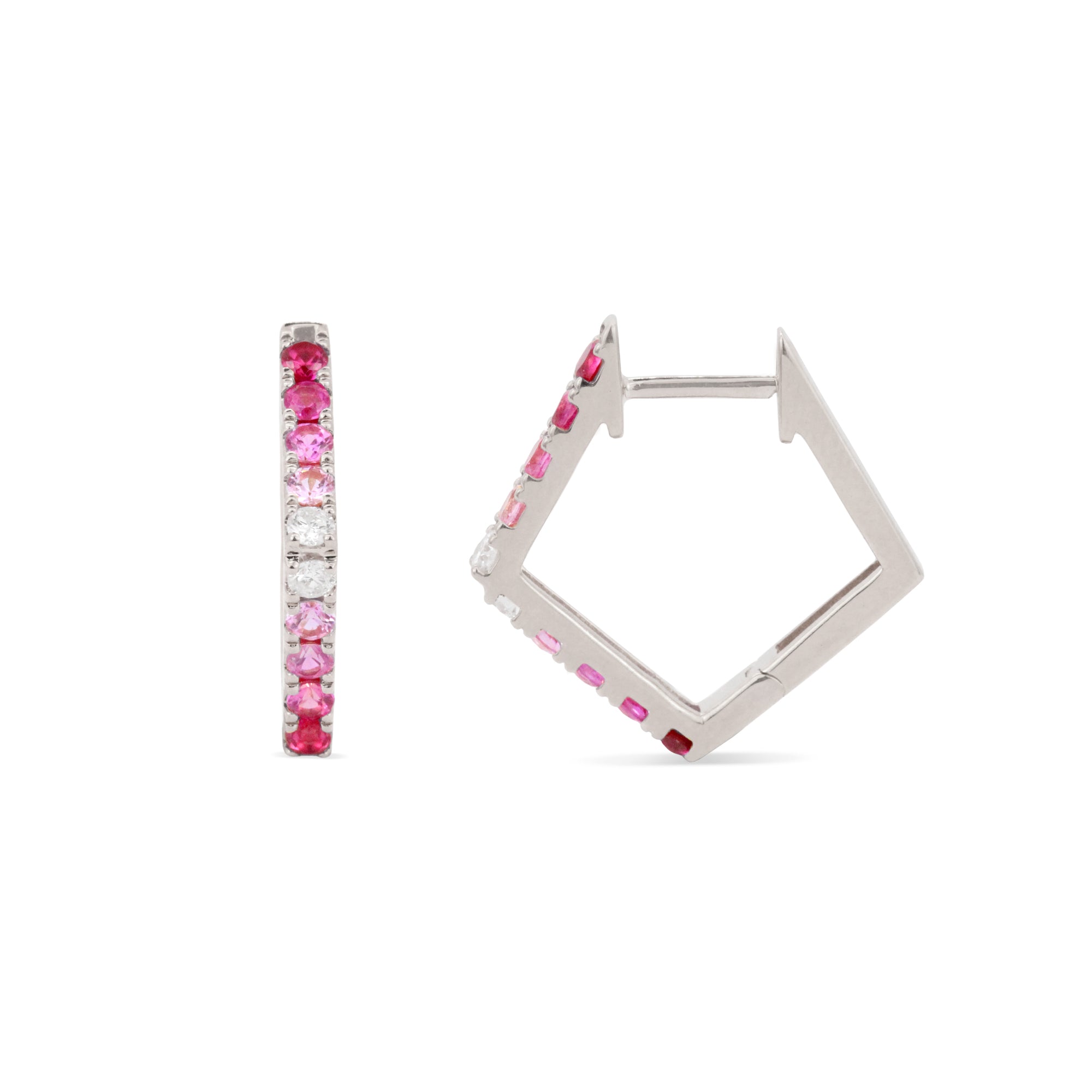 Gemstone 14K Pentagon Hoops