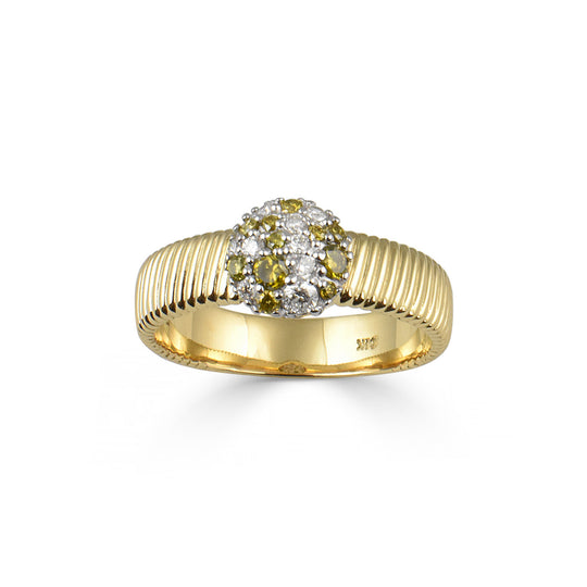 Banda texturizada gruesa de diamantes de 14 quilates