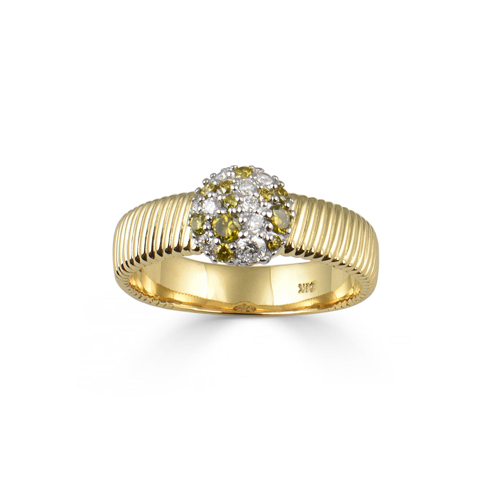 Cigar Style Diamond Ring in 14K Gold