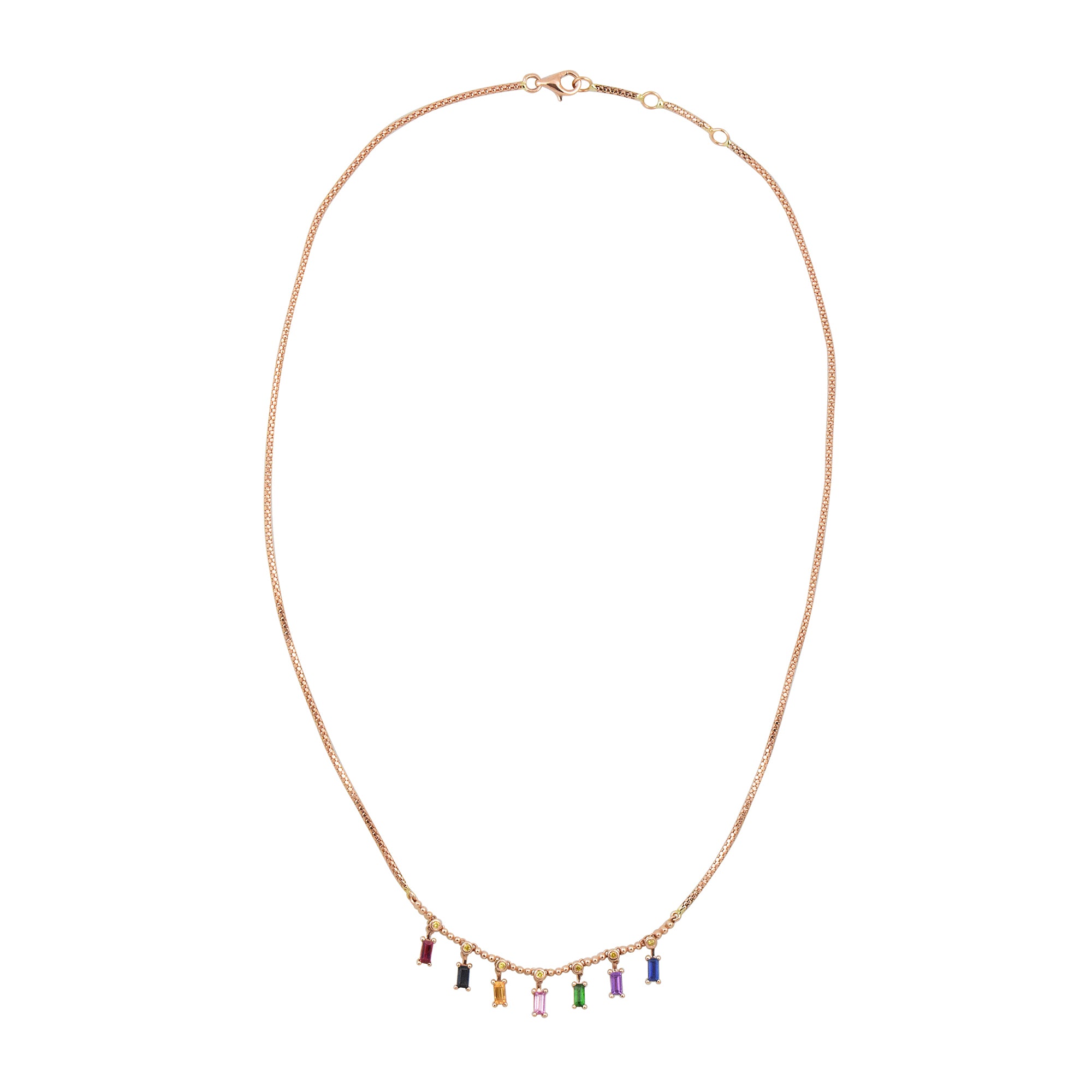 Gemstone 14K Baguette Dangle Necklace