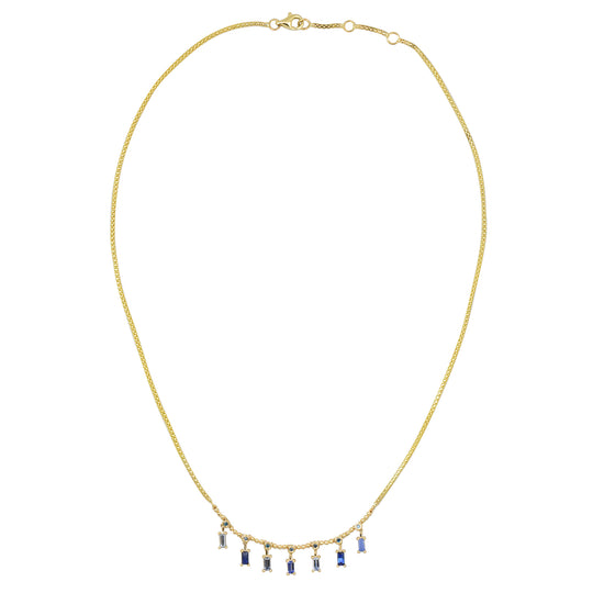 Collar colgante de baguette de piedras preciosas de 14 quilates