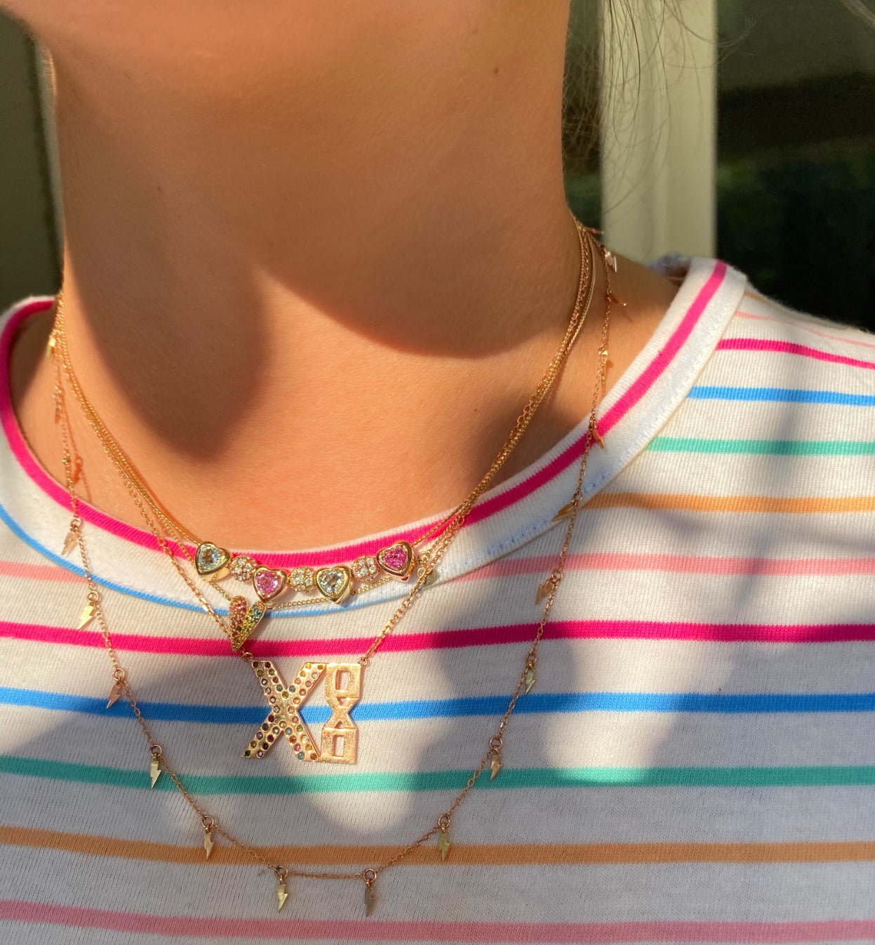 Gemstone & Diamond Heart GemDropp Necklace