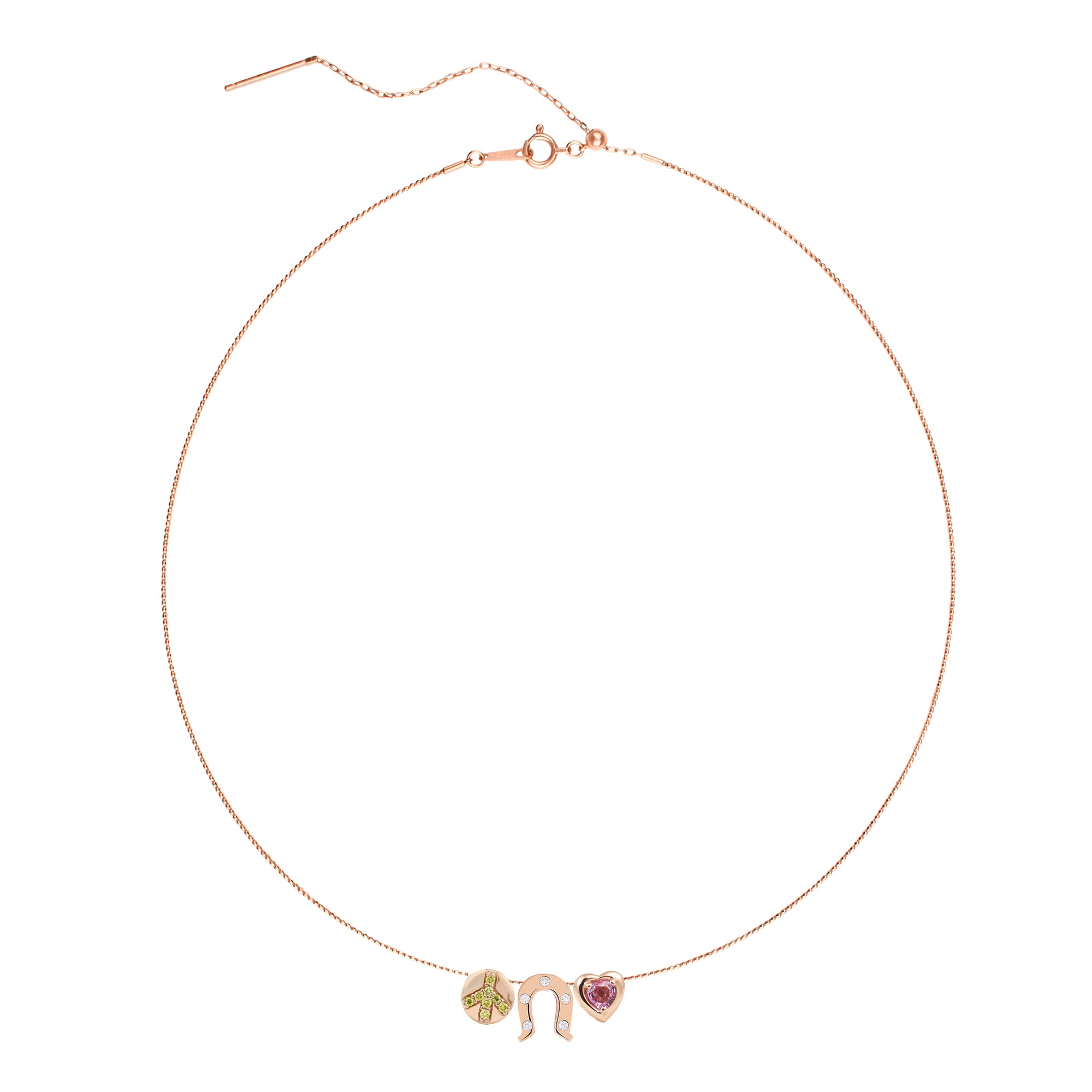 Peace, Love, & Luck Gemstone & Diamond GemDropp Necklace