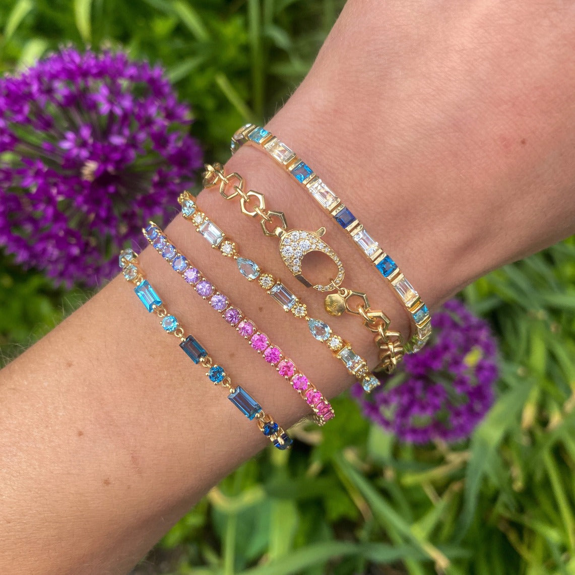 Gemstone 14K Bar Set Tennis Bracelet – Stevie Wren