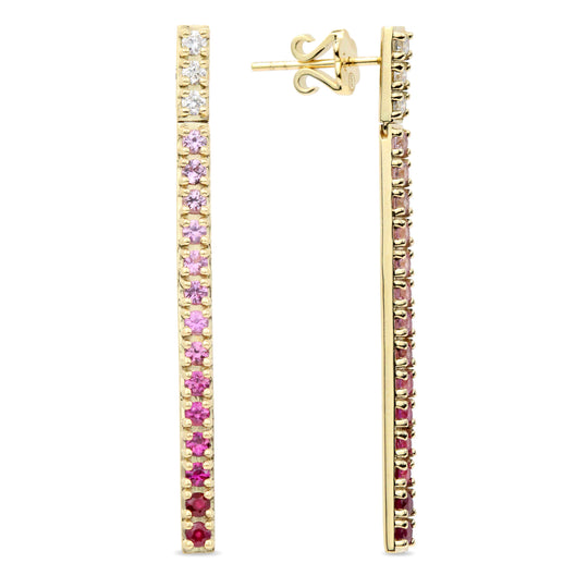 Gemstone 14K Straight Bar Dangle Earrings