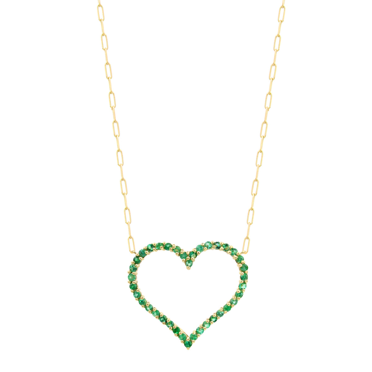Emerald 14K Open Heart Necklace