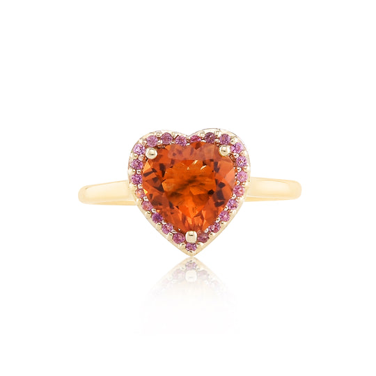 Gemstone 14K Halo Heart Cocktail Ring