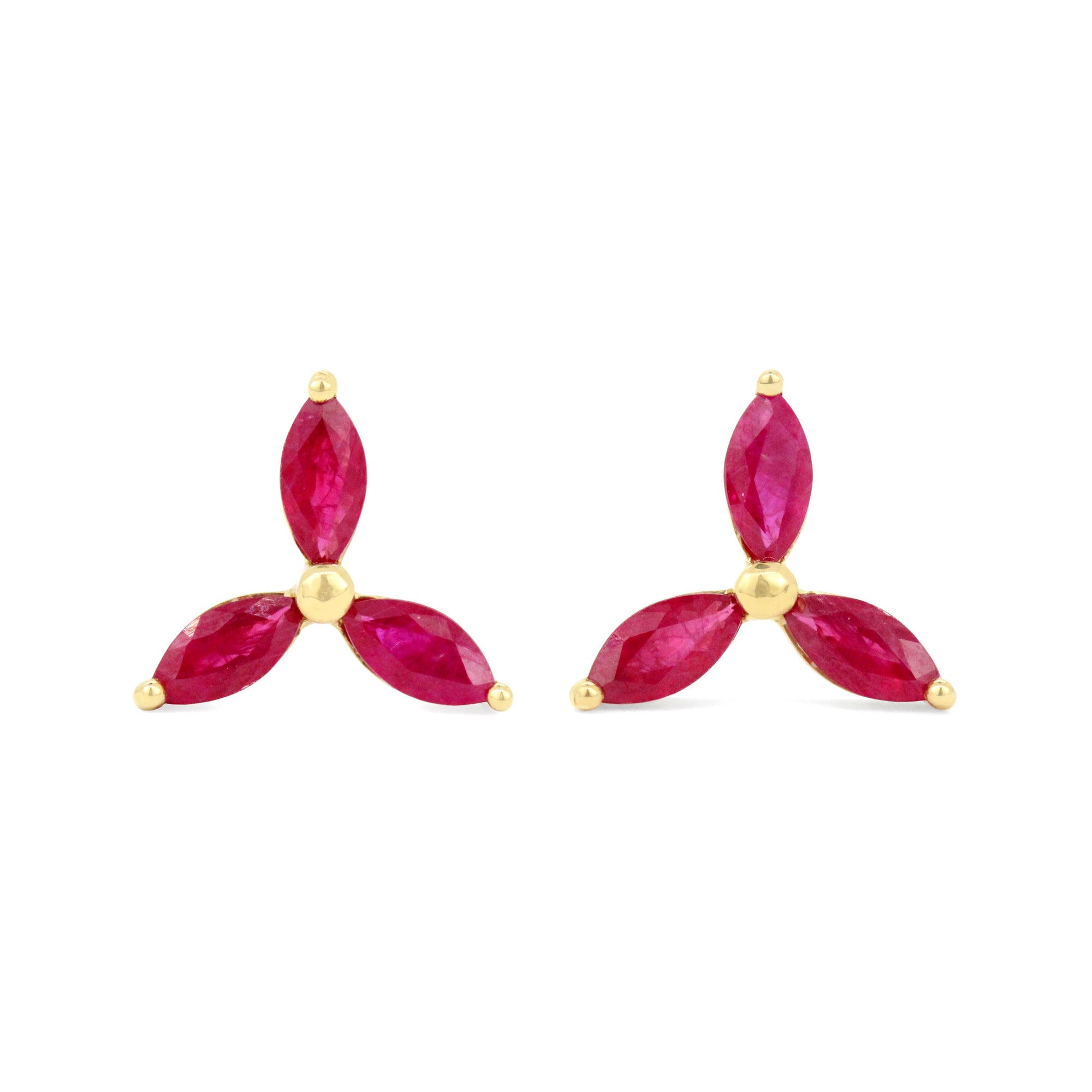 Pendientes de flor de marqués de 14 quilates con piedras preciosas