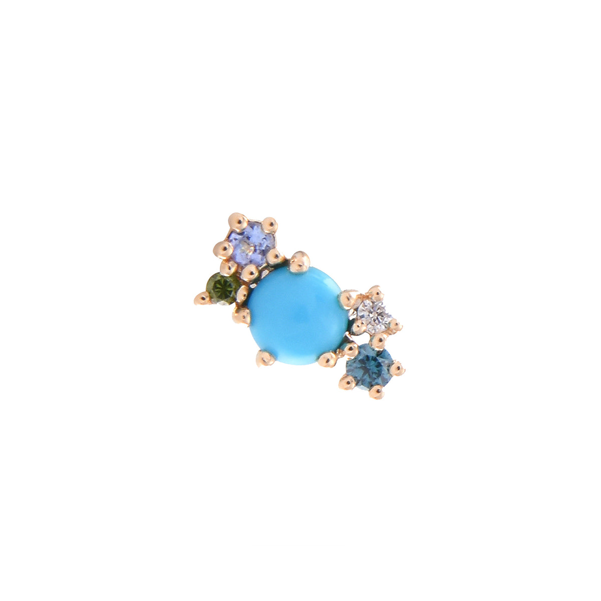 Gemstone 14K Cluster Stud