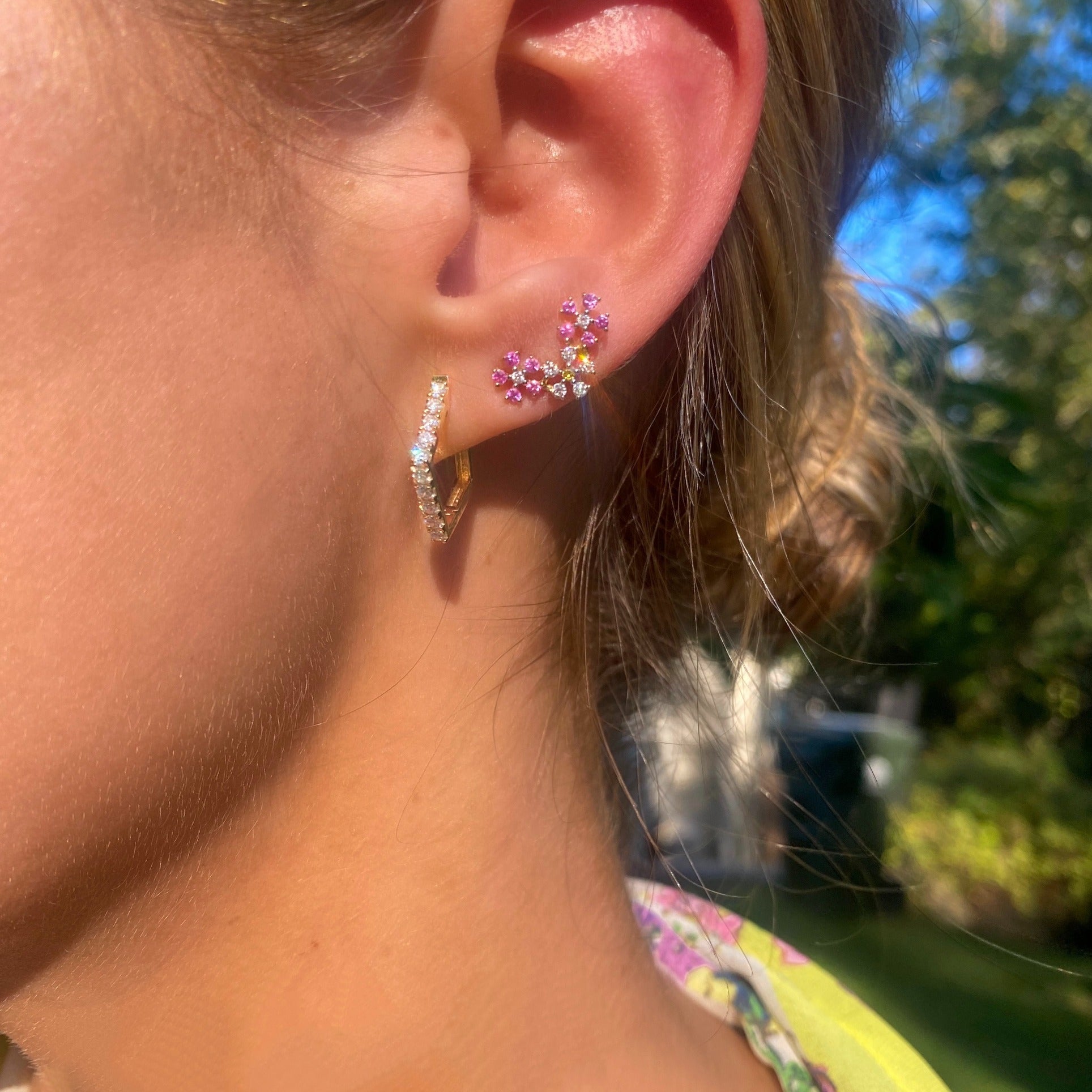 The Blooms 14K Gemstone Climber, Left