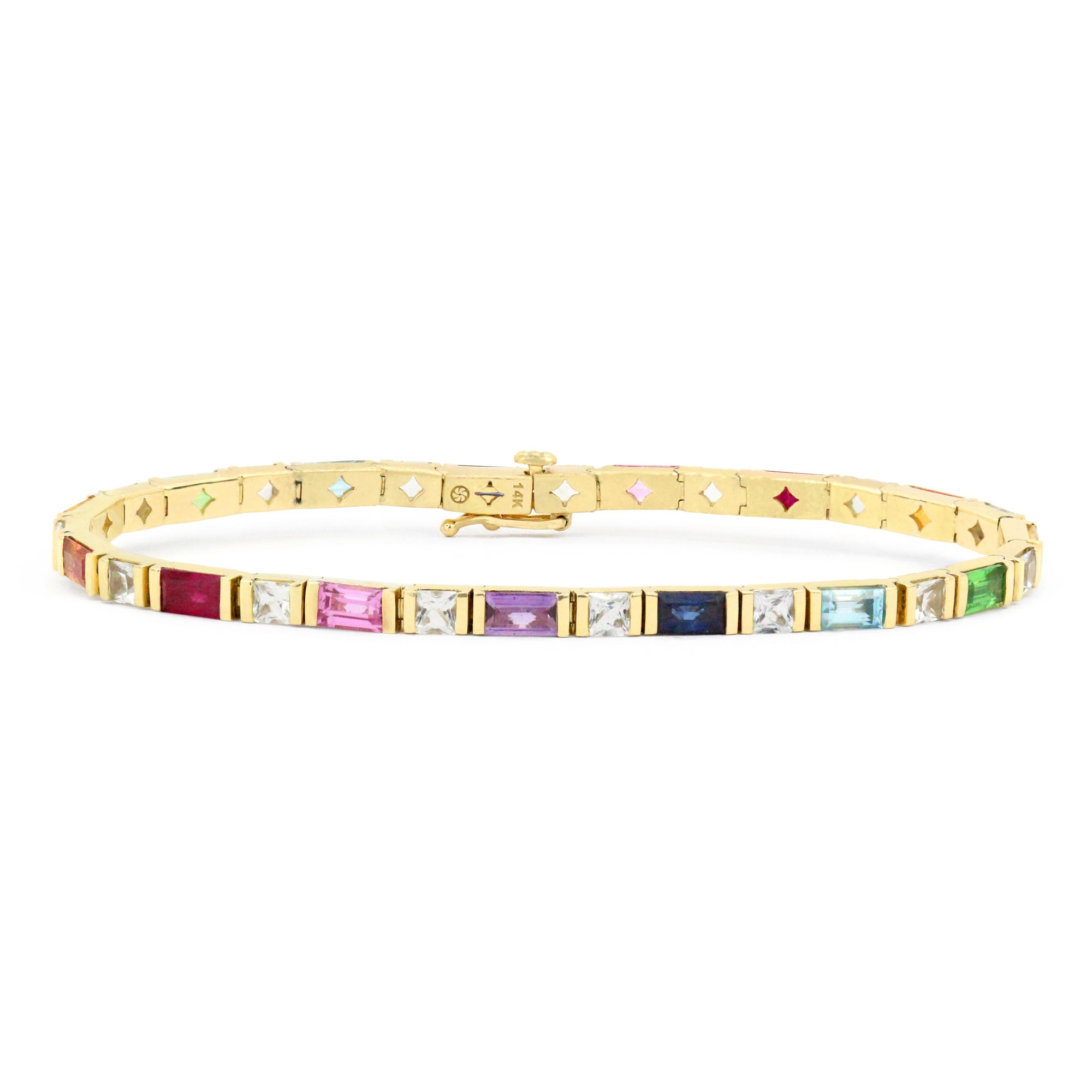 Colorful Gemstone Tennis Bracelet with Bar Setting