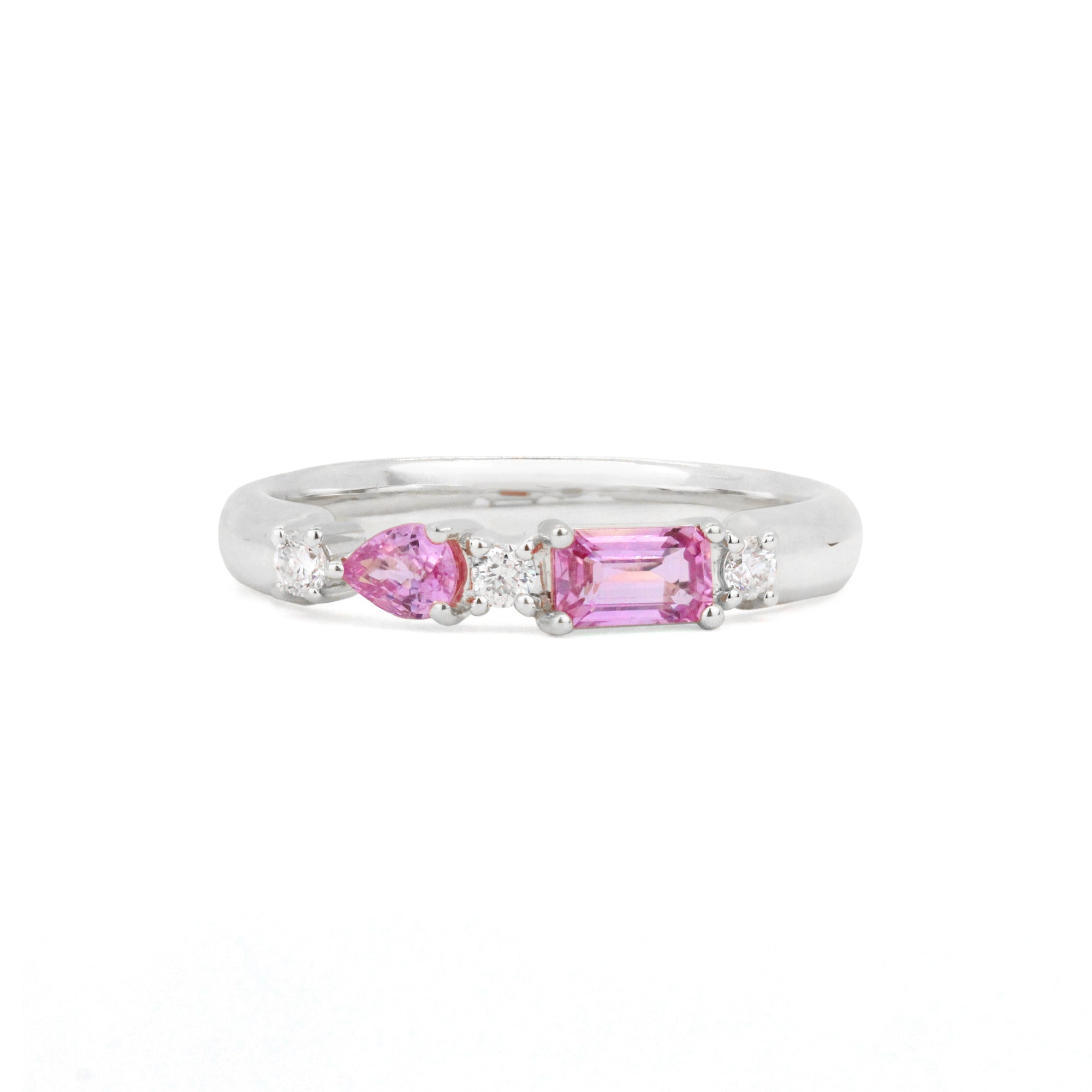 Pear & Emerald Cut Gemstone 14K Solid Band Ring