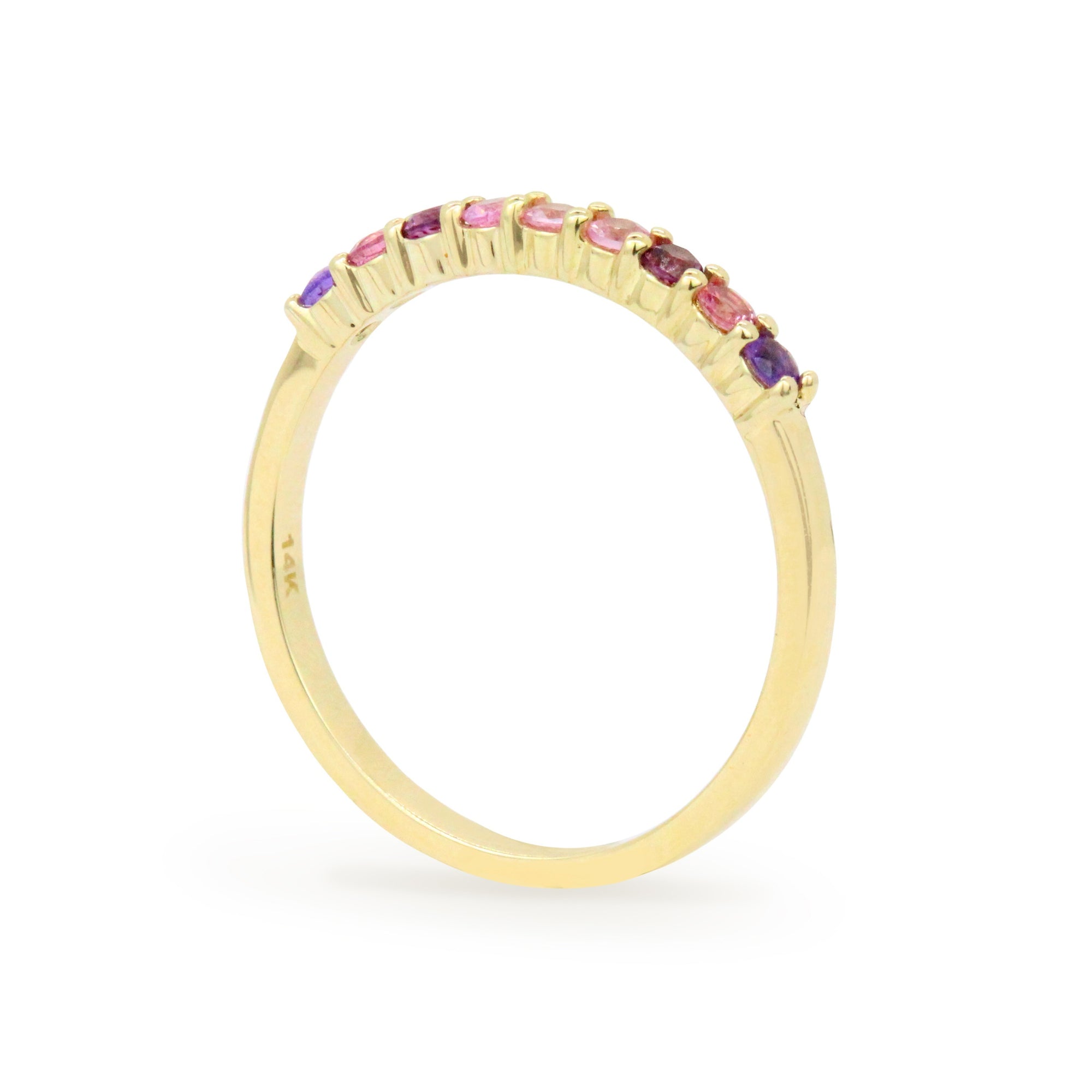 Gemstone 14K Raised Stacking Ring