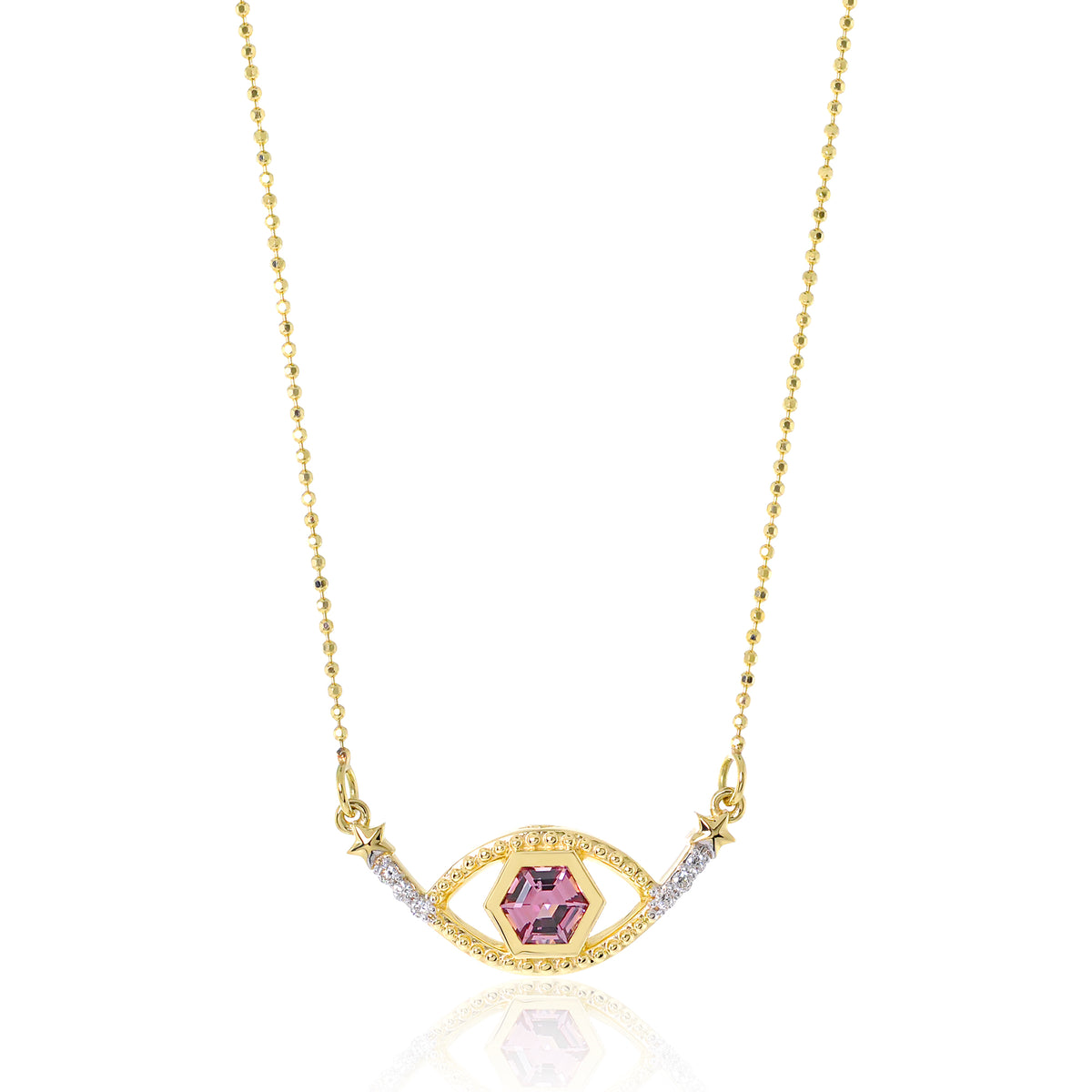 Honeycomb Gemstone &amp; Diamond 18K Evil Eye Necklace