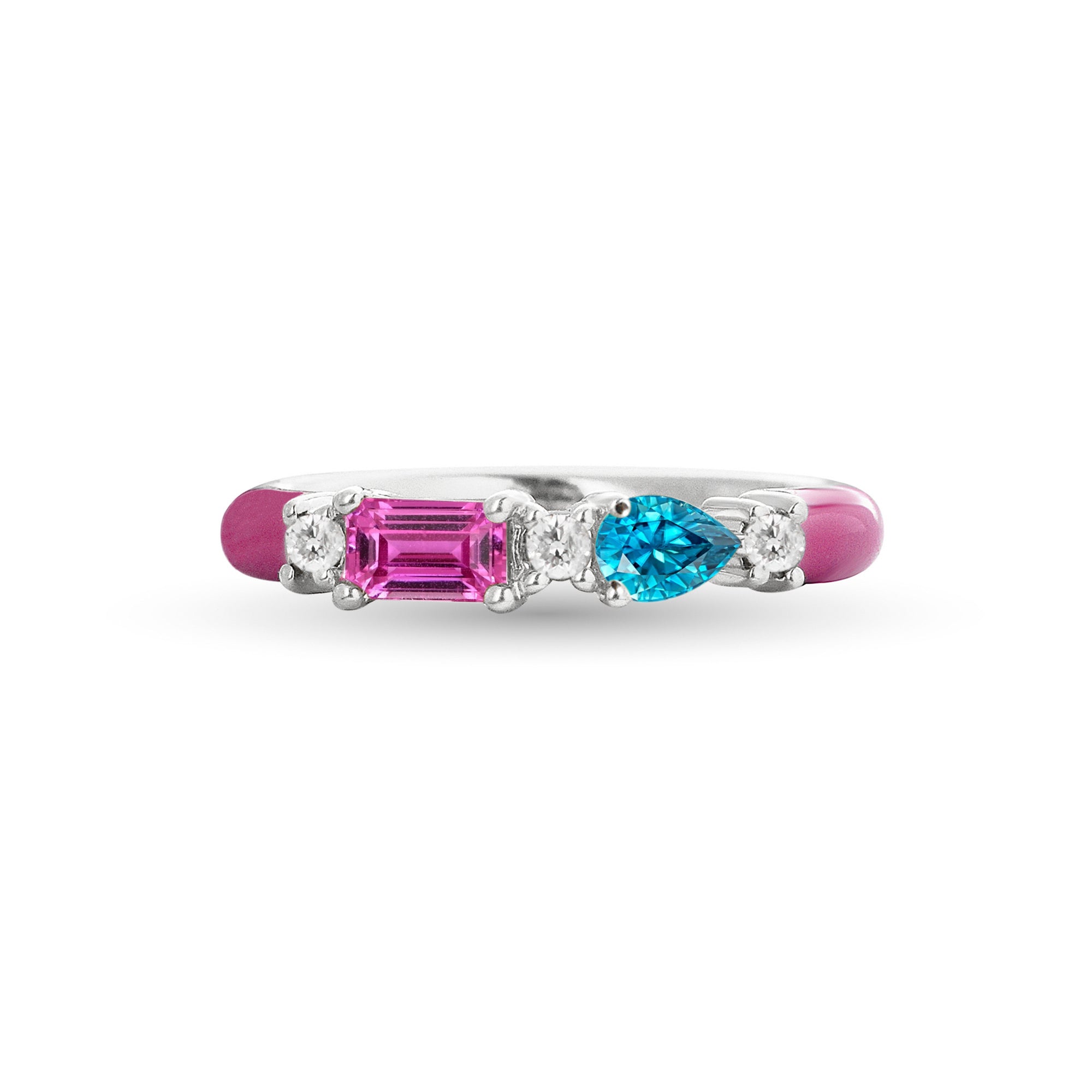 Gemstone & Diamond 14K Enamel Ring - Stevie Wren