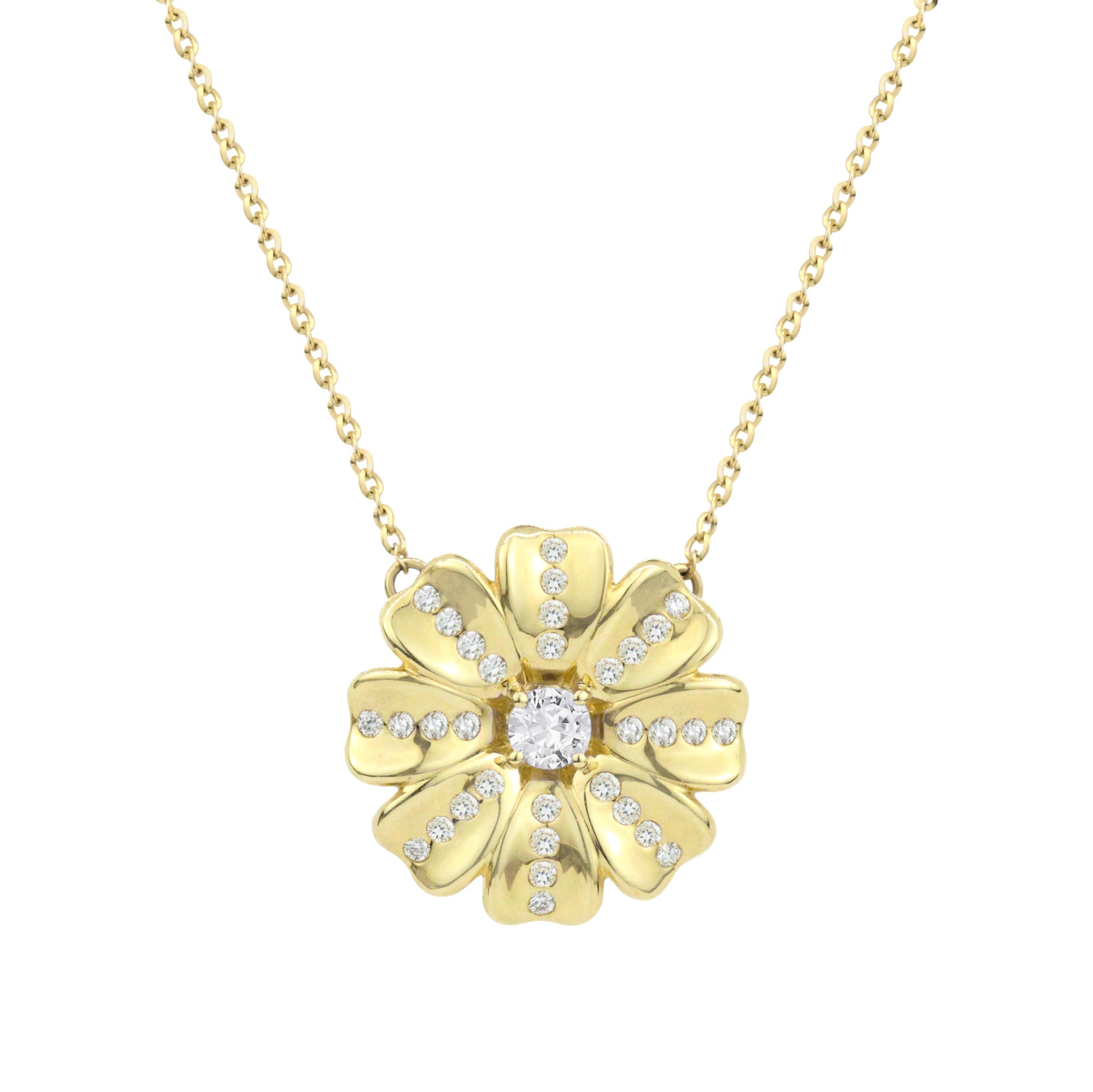 Gemstone 18K Poppy Flower Necklace